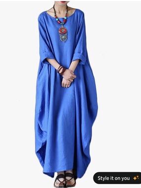 Florho Oversized Indigo Blue Maxi Dress Size XL